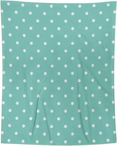 Miniatura 5 de Manta de felpa de lunares blanco aguamarina, suave y acogedora, manta de franela para todas las estaciones, para sofá, cama, 40 x 50 pulgadas