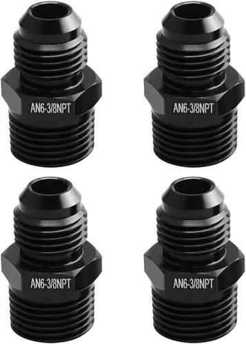Miniatura 9 de 4AN macho a 1/8NPT adaptador de unión recta de conector de tubería de aluminio negro 4 piezas