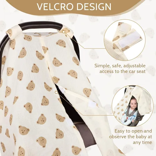 Miniatura 4 de Funda de asiento de automóvil para bebés, niñas y niños, funda de asiento de automóvil de algodón de verano para asiento de automóvil, cómoda funda