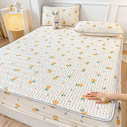 Miniatura 21 de FCLDESHOP Comfort Hotel - Sábana bajera ajustable de bolsillo profundo, juego de sábanas bajeras y fundas de almohada de seda de hielo de látex