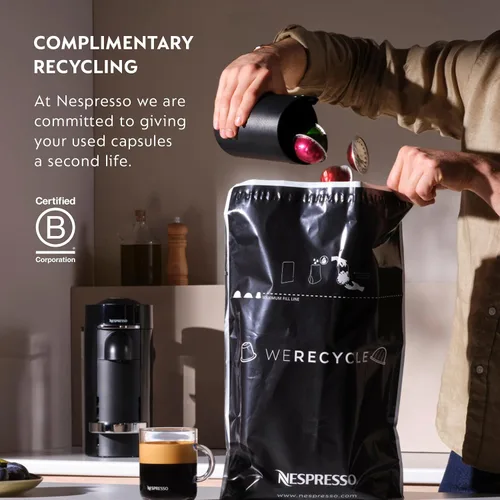 Miniatura 8 de Nespresso Vertuo Cafetera de café y espresso de Breville, color negro mate con espumador de leche Aeroccino