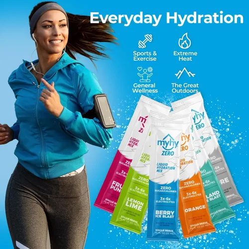 Miniatura 4 de MyHy ZERO - Paquetes de hidratación líquida – Mezcla de bebidas con electrolitos, paquetes hidratantes líquidos con electrolitos para hidratación