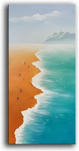 Miniatura 6 de YaSheng Art - Arte abstracto de 24 x 48 pulgadas, pinturas al óleo sobre lienzo, arte abstracto de plata gruesa, arte moderno para decoración
