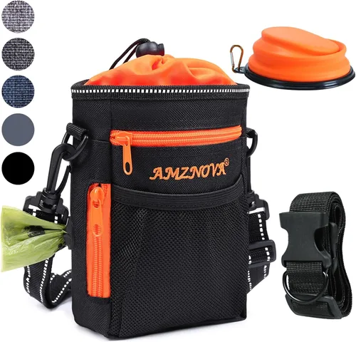 AMZNOVA Bolsa de golosinas para perros Treatkit, bolsa de golosinas para perros, con clip en la cintura, cangurera cruzada para mascotas, bolsa de