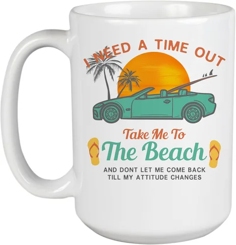 Miniatura 9 de Taza de regalo de café y té con texto en inglés "Take Me To The Beach" con texto en inglés "Take Me To The Beach", "Ocean Lover", viajero, surfista