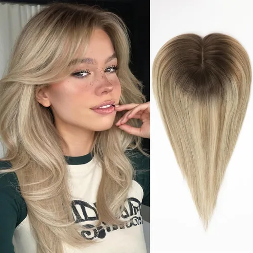 Miniatura 16 de HAIRCUBE Pelucas de cabello humano 100% con flequillo, densidad 150%, base de seda, clip en la parte superior, pelucas de cabello superior