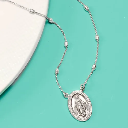 Miniatura 6 de Ross-Simons Italian Sterling Silver Miraculous Medal Bead Station Necklace