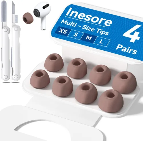 Miniatura 20 de 4 pares de almohadillas transparentes de repuesto para AirPods Pro de 2ª/1ª generación con caja de almacenamiento portátil y bolígrafo limpiador