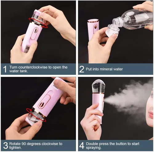 Miniatura 5 de FANTEXY Nano pulverizador facial con analizador de piel, probador de humedad, mini vaporizador portátil con USB, práctico pulverizador facial