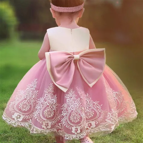 Miniatura 3 de CMMCHAAH - Vestidos de fiesta y concurso, con encaje y bordado, con lazo, tutú y diadema, para bebés y niñas, tallas 0-6T