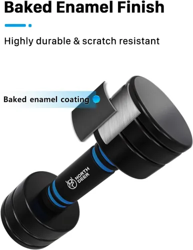 Miniatura 3 de Northdeer Juego de mancuernas de acero ajustables con revestimiento negro con asas de espuma para entrenamiento de gimnasio en casa, entrenamiento
