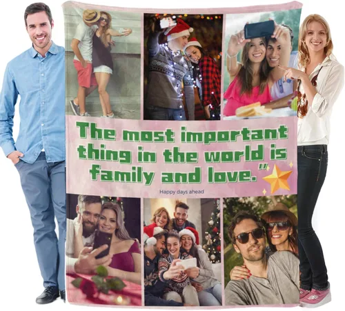 Miniatura 15 de Manta de franela personalizada con fotos, envío de texto al día siguiente, regalos personalizados perfectos para madre, padre, esposa, hombres, 3
