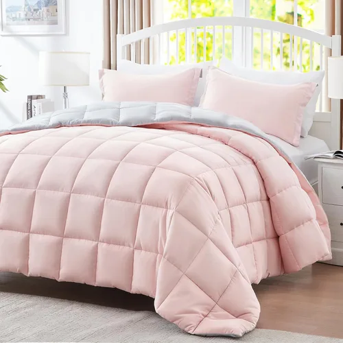 Miniatura 11 de SunStyle Home Juego de edredón de tamaño King – Edredón reversible con costura de caja de 3 piezas, juegos de ropa de cama ligera con 1 edredón