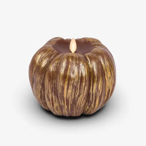 Miniatura 9 de Luminara Vela LED de llama móvil parpadeante sin llama con figura de calabaza (5.25 x 4.5 pulgadas), cera real suave sin perfume, función de tiempo