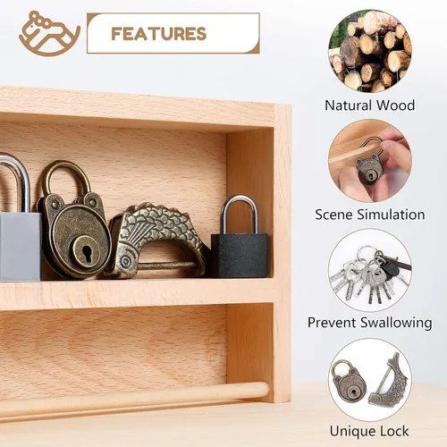 Miniatura 5 de Woodtoe Juego de Candado y Llave Montessori para Niños, Juego Educativo de Candados y Llaves, Materiales de Aprendizaje Montessori de Madera