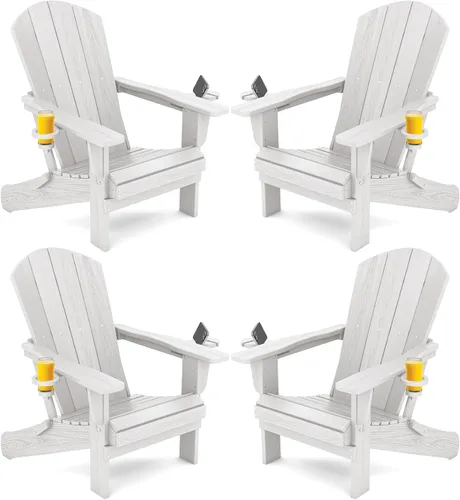 Miniatura 21 de SERWALL Silla Adirondack con portavasos – Juego de 2 sillas Adirondack compuestas para exteriores de polietileno de alta densidad para todo