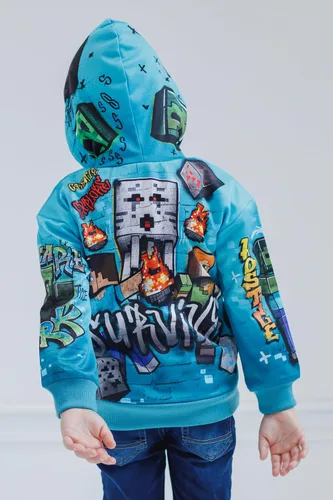 Miniatura 7 de Minecraft Creeper Zombie Steve - Sudadera con capucha de forro polar para niños pequeños a grandes