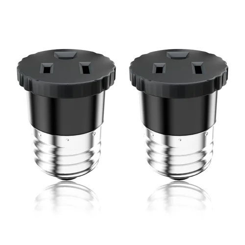 Miniatura 9 de Paquete de 8, Adaptador de Enchufe de Luz a Enchufe, Convierte el Enchufe de Bombilla en Adaptador de Salida (Blanco).