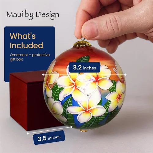 Miniatura 5 de Adorno coleccionable pintado a mano de Hawaii Sunset Sky Plumeria con caja de regalo SSP/H Cielo al atardecer de Hawaii