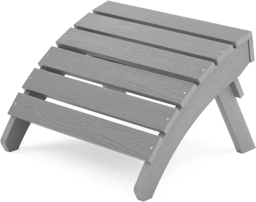 Miniatura 19 de MXIMU Taburete otomano plegable Adirondack para exteriores: Taburete de plástico HIPS para patio, fácil montaje, reposapiés para todo tipo de clima