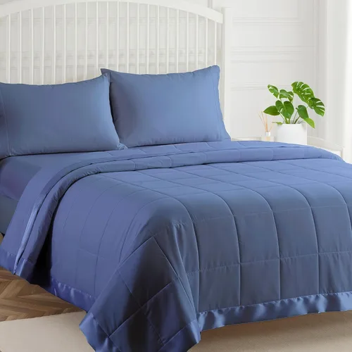 Miniatura 14 de COMFLIVE - Manta con relleno alternativo - Manta acolchada de microfibra tamaño King con borde satinado, mantas de cama para todas las estaciones