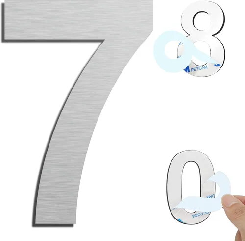 Miniatura 16 de Números de casa autoadhesivos – Números de puerta de acero inoxidable de 6 pulgadas para exteriores – Número de casa grande y moderno, número