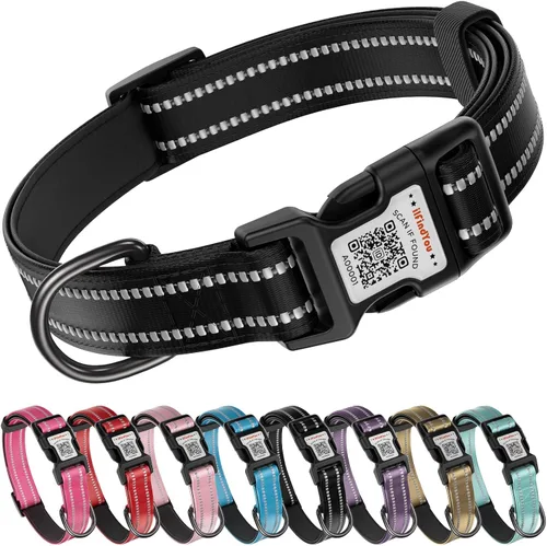 Miniatura 28 de Collar Reflectante para Perro, Collares Personalizados para Perro con Hebilla de Código QR, Collar de Nailon Suave para Mascotas Ajustable para Camo