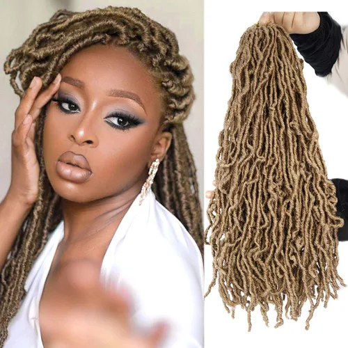 Miniatura 11 de Youngther Cabello sintético de ganchillo de 24 pulgadas, 6 unidades, 84 soportes, extensibles, cabello de ganchillo suave de diosa, cabello 1b