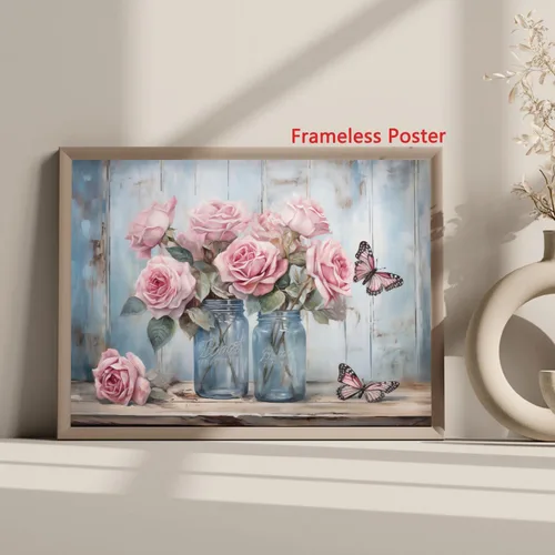 Miniatura 2 de BACKYMRJCART Arte de pared vintage de paisaje de campo de flores silvestres, paisaje, paisaje rústico, arte de pared, naturaleza, prado, pintura