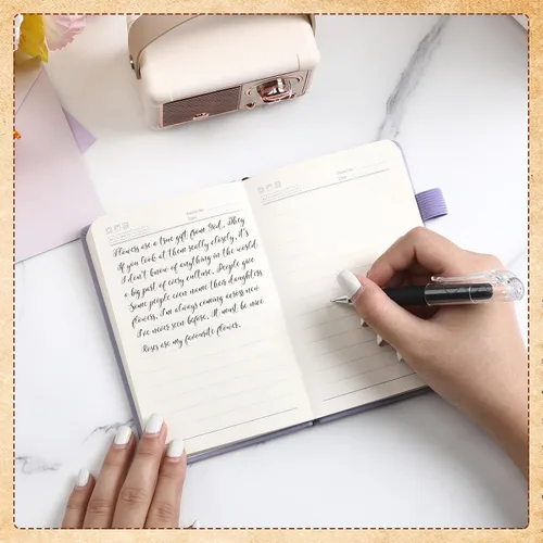Miniatura 6 de Estune Tree Cuadernos Pequeños de Cuero con Soporte para Bolígrafo, Cuadernos de Bolsillo de Tapa Dura, Cuadernos Temáticos Bonitos con Rayas