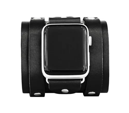 Correa ancha de cuero compatible con Apple Watch de 1.496 in 1.575 in 1.614 in 1.654 in 1.732 in 1.772 in 1.811 in 1.929 in, hecho a mano UA 1715