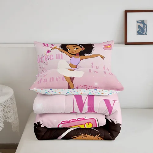 Miniatura 92 de Erosebridal Juego de ropa de cama de princesa de ballet, tamaño Queen, juego de edredón de 3 piezas para niñas bailarinas de ballet, lindo juego