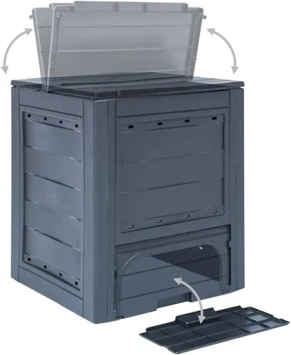Miniatura 4 de Compostador de jardín para compostador de jardín, compostador al aire libre con gran capacidad y fácil montaje, gris, 23.6 x 23.6 x 28.7 pulgadas