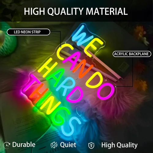 Miniatura 3 de Letrero de neón con texto en inglés «We Can Do Hard Things», luces de neón motivacionales LED para decoración de pared, luces de neón regulables