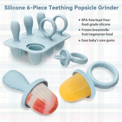Miniatura 3 de Moldes de paletas de silicona para bebés con palitos, moldes mini para paletas de bebés moldes para paletas de leche materna para alivio del dolor