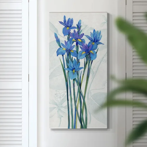 Miniatura 4 de Renditions Gallery Página de inicio arte floral para pared, decoraciones modernas, pinturas de iris azul, ramo de flores abstractas de naturaleza