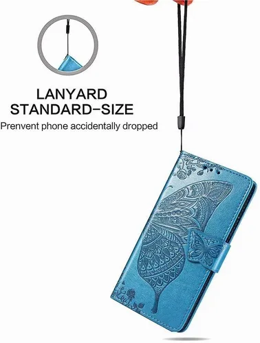 Miniatura 7 de Funda tipo cartera para Samsung Galaxy S21, piel sintética de alta calidad con diseño de flores de mariposa en relieve, función atril, ranuras