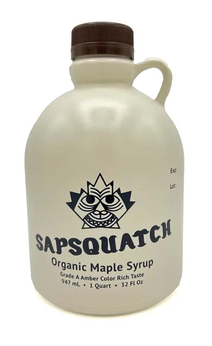 Sapsquatch Jarabe de arce orgánico, cuarto de galón, rico en ámbar de grado A