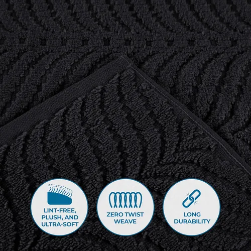 Miniatura 18 de Superior Juego de toallas surtidas de algodón Chevron de 12 piezas, cero torsión, secado rápido, artículos esenciales para el hogar, ducha, spa