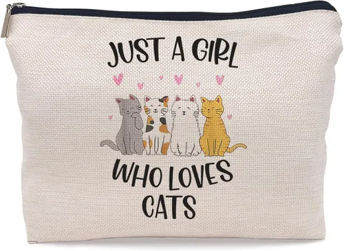 Miniatura 6 de Divertida bolsa de maquillaje para gatos, bolsa de cosméticos pequeña con cremallera, regalos de cumpleaños para amantes de los gatos, mujeres, Cat-a