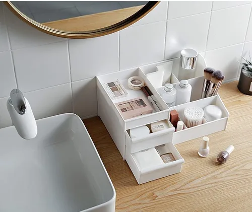 Miniatura 5 de Organizador de colonia negro para hombres - Organizador grande de mostrador con cajones para colonia, perfume, afeitado y cuidado de la piel