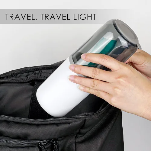 Miniatura 5 de Soporte para cepillo de dientes de viaje, estuche 2 en 1 y taza de enjuague, contenedor portátil para artículos de aseo personal con orificio de Gris