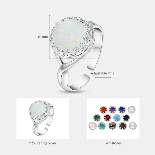 Miniatura 24 de 925 Sterling Silver Gemstone Rings for Women - Anniversary Rings for Women - Sterling Silver Rings for Women - Dainty Sterling Silver Rings