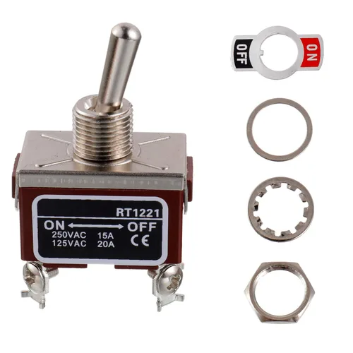 Miniatura 3 de BOJACK RT1122FS Interruptor de palanca 125 V 20 A Interruptores de reinicio automático momentáneo 250 V 15 A SPST ON -Off- 3 terminales interruptor