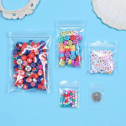 Miniatura 3 de 1000 piezas de 2,5 cm x 2,5 cm Bolsas de plástico pequeñas de 2,4 mil Bolsas transparentes con cierre de cremallera resellable gruesas