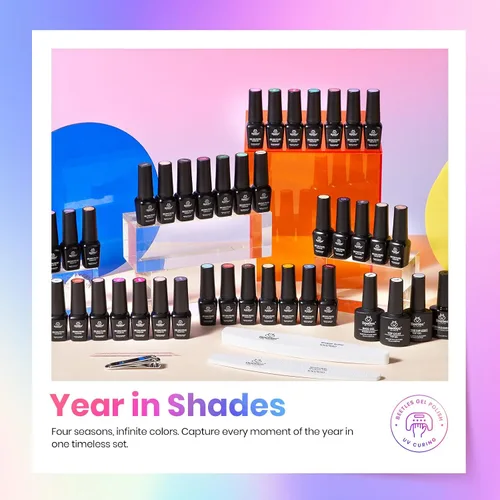 Miniatura 53 de Beetles - Kit de esmalte de uñas de gel con luz UV – 80 piezas de encantamiento de color, kit de uñas de gel de 55 colores con capa base de todo