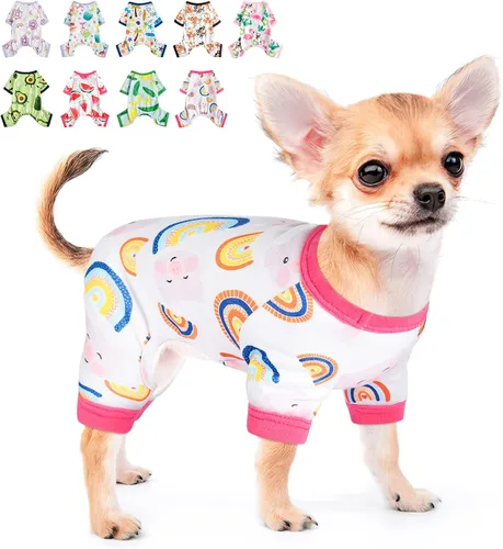 Miniatura 11 de Pijamas para perros, ropa suave y elástica para perros pequeños, hembras y niños, tamaño mediano, ropa para cachorros, ropa para cachorros, mameluco
