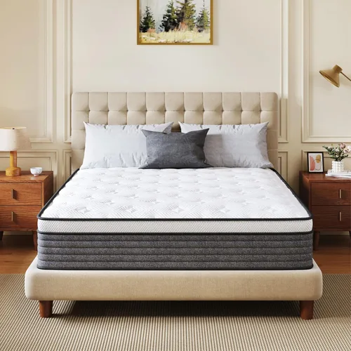 Miniatura 9 de Colchón Twin, Híbrido de Tamaño Twin de 10 Pulgadas en una Caja, Sensación Media de Espuma y Resortes Pocket Individuales, Cama Sin Fibra de Vidrio