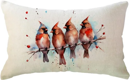 Miniatura 12 de ULOVE LOVE YOURSELF Fundas de almohada decorativas con diseño de pájaros en acuarela, bonitos pájaros, funda de cojín para descansar en alambre