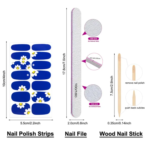 Miniatura 8 de 420 piezas de 30 hojas de envolturas de uñas con lima de uñas, tiras de esmalte de uñas con diseño degradado con brillantina, calcomanías